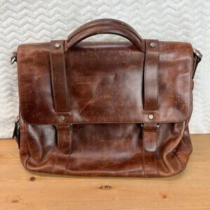Picard Distressed Leather Satchel Messenger Bag Briefcase Hidden Metal Clasp